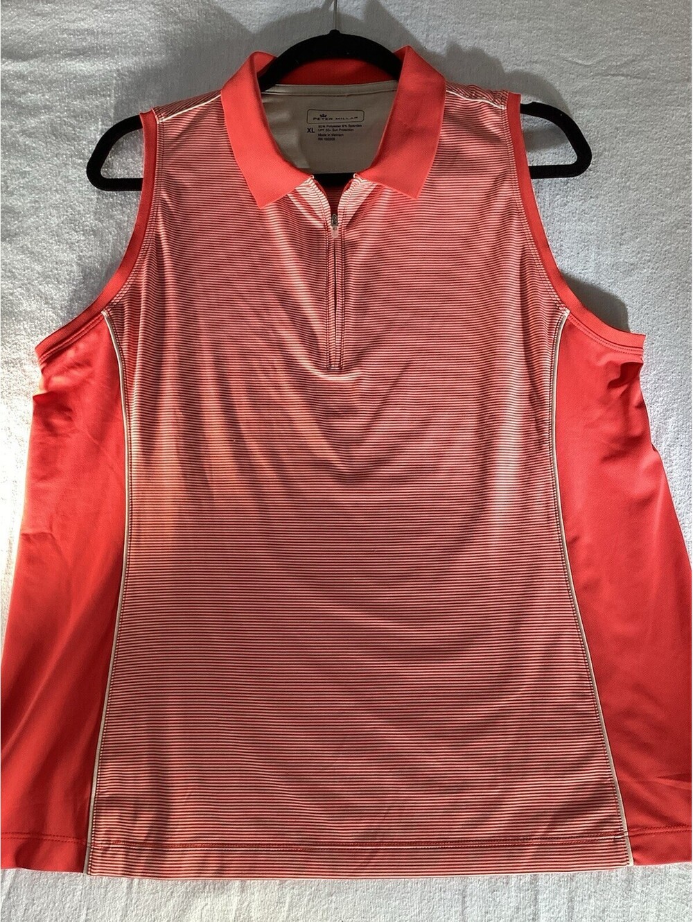 Peter Millar Women's 1/4 Zip Neck Sleeveless Polo Golf Shirt Sz Xl UPF 50+